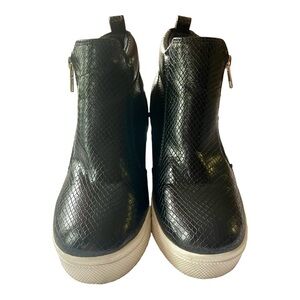 Steve Madden JWINNY Hidden Wedge Shoes (Junior/Kids Sz. 4, Black Leather) READ